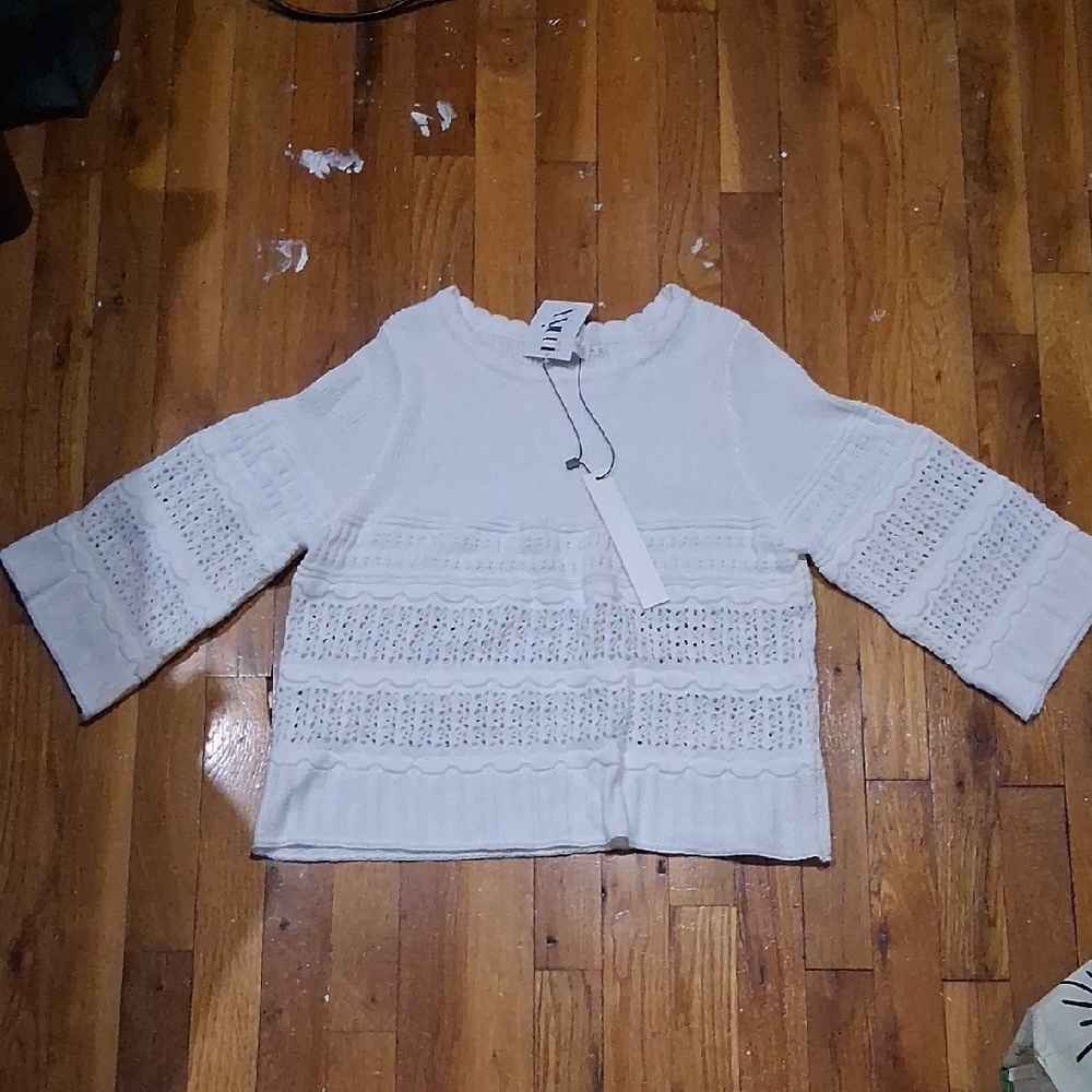 Mustard Seed White Crochet Sweater